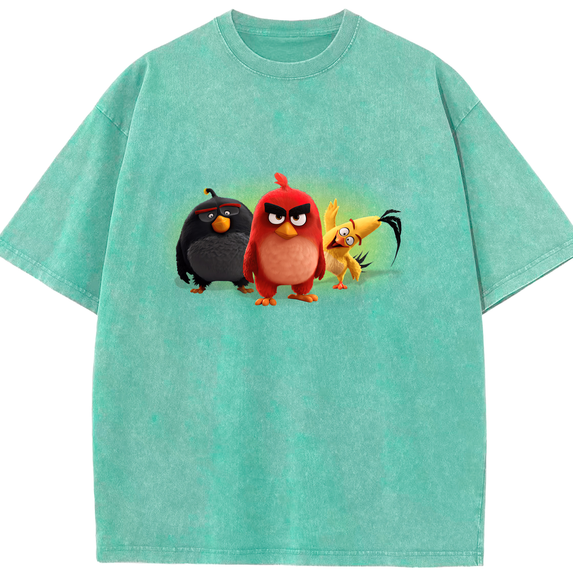 （画像用） Angry Birds アングリーバード 綿100% ヴィンテージ風 半袖Tシャツ（フロントプリント）
